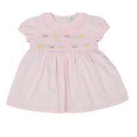 K34223: Baby Girls Lined Dress With Embroidery Detail  (1-2 Years)
